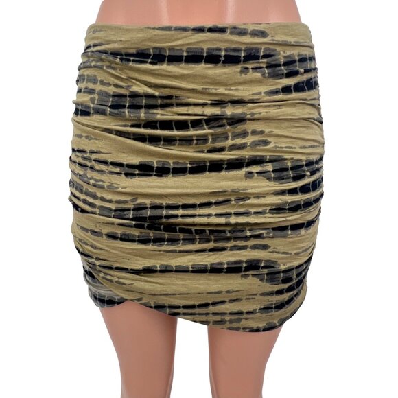 Free People Tire Died Contrasting Bodycon Ruched Mini Skirt - Picture 2 of 16